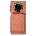 For Realme 14 Pro+ Carbon Fiber Leather Card Magsafe Phone Case(Brown)