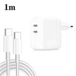 35W PD3.0 USB-C / Type-C Dual Port Charger with 1m Type-C to Type-C Data Cable, EU Plug