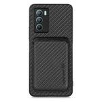 For vivo T1 Carbon Fiber Leather Card Magsafe Phone Case(Black)