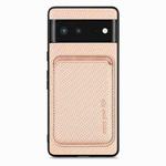 For Google Pixel 6 Carbon Fiber Leather Card Magsafe Phone Case(Khaki)