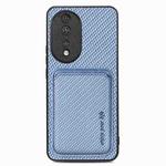 For Honor 80 Carbon Fiber Leather Card Magsafe Phone Case(Blue)