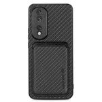 For Honor 80 Pro Carbon Fiber Leather Card Magsafe Phone Case(Black)