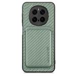 For Honor Magic 7 Pro Carbon Fiber Leather Card Magsafe Phone Case(Green)