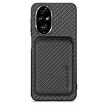 For Honor 200 Pro Carbon Fiber Leather Card Magsafe Phone Case(Black)