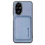 For Honor 200 Pro Carbon Fiber Leather Card Magsafe Phone Case(Blue)