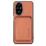 For Honor 200 Pro Carbon Fiber Leather Card Magsafe Phone Case(Brown)