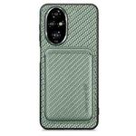 For Honor 200 Pro Carbon Fiber Leather Card Magsafe Phone Case(Green)