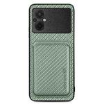 For Xiaomi POCO M5 4G Carbon Fiber Leather Card Magsafe Phone Case(Green)