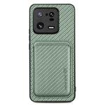 For Xiaomi 13 Pro Carbon Fiber Leather Card Magnetic Phone Case(Green)