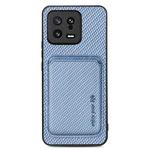 For Xiaomi 13 Carbon Fiber Leather Card Magsafe Phone Case(Blue)