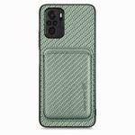 For Xiaomi Redmi Note 10 4G Carbon Fiber Leather Card Magnetic Phone Case(Green)