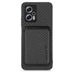 For Redmi Note 11T Pro 5G Carbon Fiber Leather Card Magsafe Phone Case(Black)