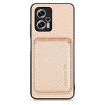 For Xiaomi Redmi Note 11T Pro 5G Carbon Fiber Leather Card Magnetic Phone Case(Khaki)