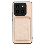 For Xiaomi 14 Carbon Fiber Leather Card Magnetic Phone Case(Khaki)