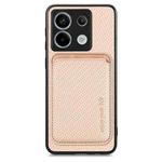 For Xiaomi Redmi Note 13 4G Carbon Fiber Leather Card Magnetic Phone Case(Khaki)