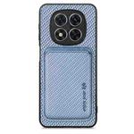 For Xiaomi Redmi Note 14 Pro+ 5G Carbon Fiber Leather Card Magnetic Phone Case(Blue)