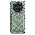 For Xiaomi Redmi Note 14 Pro+ 5G Carbon Fiber Leather Card Magnetic Phone Case(Green)