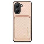 For Redmi Turbo 4 Carbon Fiber Leather Card Magnetic Phone Case(Khaki)
