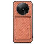 For Redmi A3 Carbon Fiber Leather Card Magnetic Phone Case(Brown)