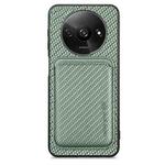 For Redmi A3 Carbon Fiber Leather Card Magnetic Phone Case(Green)