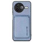 For Redmi K80 / Poco F7 Pro Carbon Fiber Leather Card Magnetic Phone Case(Blue)