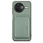 For Redmi K80 / Poco F7 Pro Carbon Fiber Leather Card Magnetic Phone Case(Green)