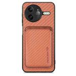 For Redmi K80 Pro / Poco F7 Ultra Carbon Fiber Leather Card Magnetic Phone Case(Brown)