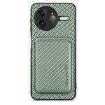 For Redmi K80 Pro / Poco F7 Ultra Carbon Fiber Leather Card Magnetic Phone Case(Green)