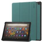 For Amazon Fire HD 10 2023 ENKAY ENKAY Tri-fold Custer Texture Leather Smart Tablet Case(Dark Green)