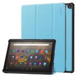 For Amazon Fire HD 10 2023 ENKAY ENKAY Tri-fold Custer Texture Leather Smart Tablet Case(Light Blue)
