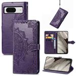 For Google Pixel 8 Pro Mandala Flower Embossed Leather Phone Case(Purple)
