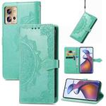 For Motorola Moto Edge 30 Fusion Mandala Flower Embossed Leather Phone Case(Green)