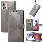 For Motorola Moto Edge 30 Fusion Mandala Flower Embossed Leather Phone Case(Gray)