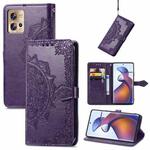 For Motorola Moto Edge 30 Fusion Mandala Flower Embossed Leather Phone Case(Purple)