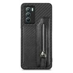 For vivo T1 Carbon Fiber Horizontal Flip Zipper Wallet Phone Case(Black)