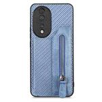 For Honor 80 Carbon Fiber Horizontal Flip Zipper Wallet Phone Case(Blue)