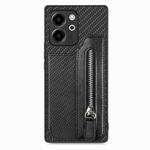 For Honor 80 SE Carbon Fiber Horizontal Flip Zipper Wallet Phone Case(Black)