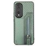 For Honor 80 Pro Carbon Fiber Horizontal Flip Zipper Wallet Phone Case(Green)