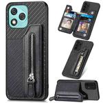 For Honor 400 Lite Global Carbon Fiber Horizontal Flip Zipper Wallet Phone Case(Black)