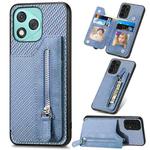 For Honor 400 Lite Global Carbon Fiber Horizontal Flip Zipper Wallet Phone Case(Blue)