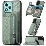 For Honor 400 Lite Global Carbon Fiber Horizontal Flip Zipper Wallet Phone Case(Green)