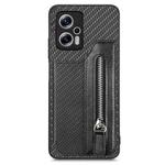 For Redmi Note 11T Pro 5G Carbon Fiber Horizontal Flip Zipper Wallet Phone Case(Black)