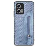 For Redmi Note 11T Pro 5G Carbon Fiber Horizontal Flip Zipper Wallet Phone Case(Blue)