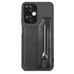 For Oneplus Nord CE 3 Lite Carbon Fiber Horizontal Flip Zipper Wallet Phone Case(Black)