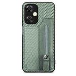 For Oneplus Nord CE 3 Lite Carbon Fiber Horizontal Flip Zipper Wallet Phone Case(Green)