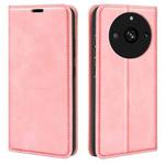 For Realme 11 Pro Retro-skin  Magnetic Suction Leather Phone Case(Pink)