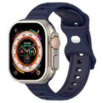 For Apple Watch Ultra 49mm Reverse Buckle Dot Texture Silicone Watch Band(Midnight Blue)