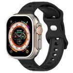 For Apple Watch 7 45mm Reverse Buckle Dot Texture Silicone Watch Band(Black)