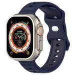 For Apple Watch 6 44mm Reverse Buckle Dot Texture Silicone Watch Band(Midnight Blue)