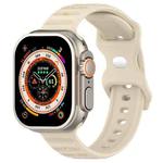 For Apple Watch 3 42mm Reverse Buckle Dot Texture Silicone Watch Band(Khaki)